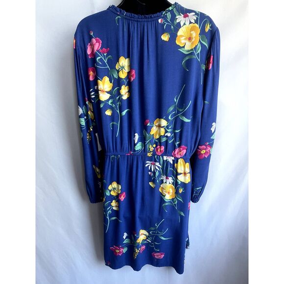 Old Navy NWT Floral Blue Waist Define Dress Long Sleeve Summer Size L Prairie - Picture 5 of 11